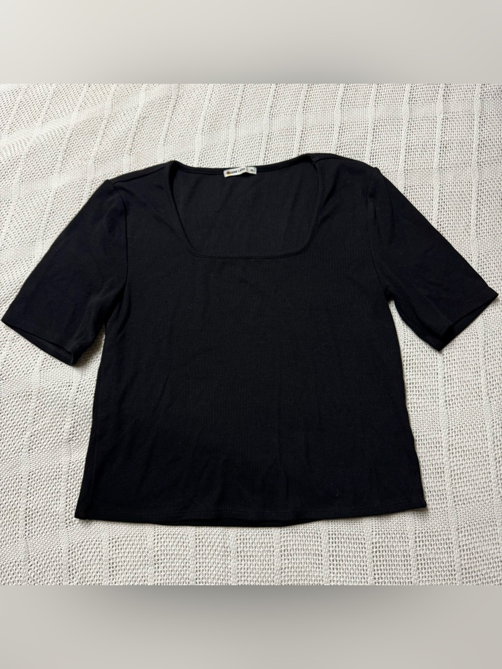 Marine Layer Classic Black Square-Neck Women's Top Crop